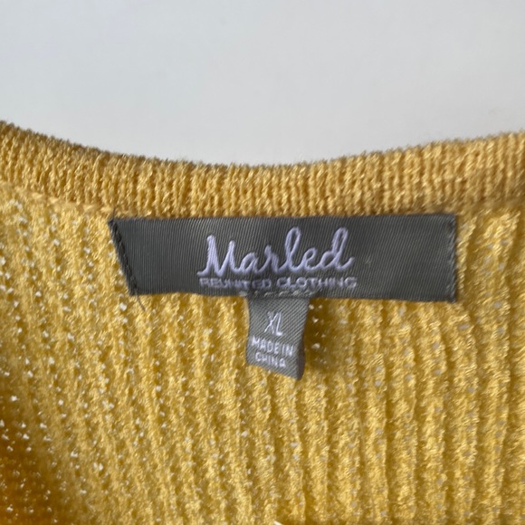 Marled Mustard Sleeveless Knot Front Sweater Top, Size XL, NWT - Picture 4 of 6